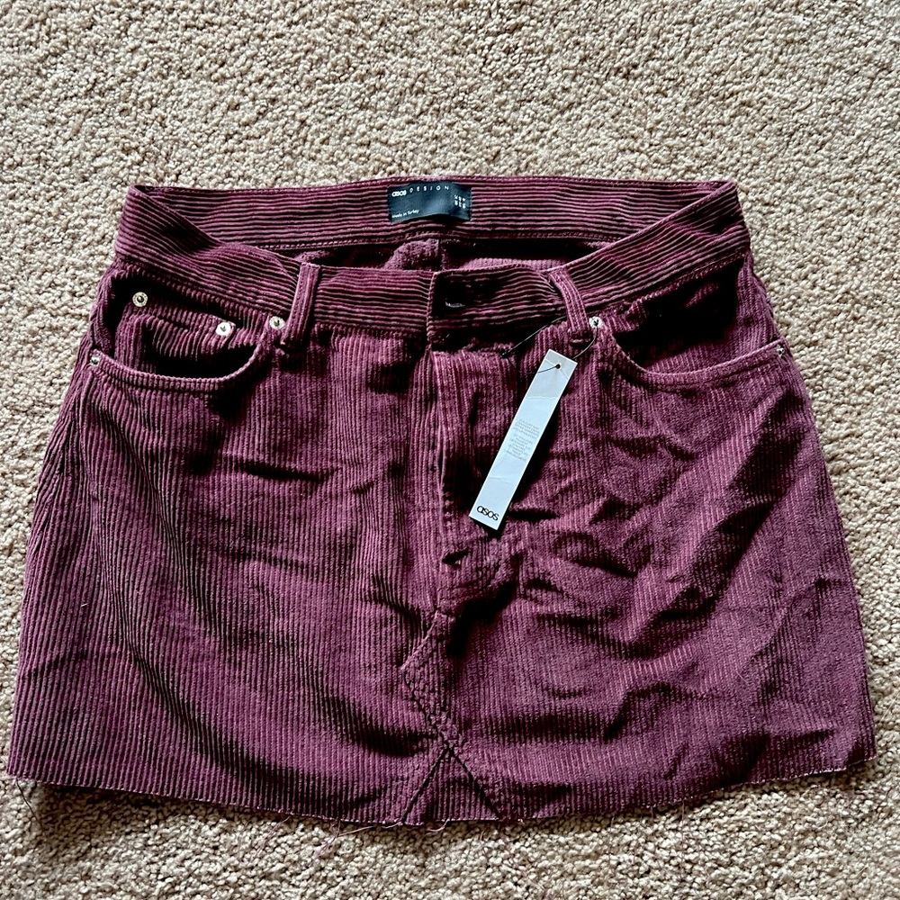 ASOS Burgundy Corduroy Skirt 8
